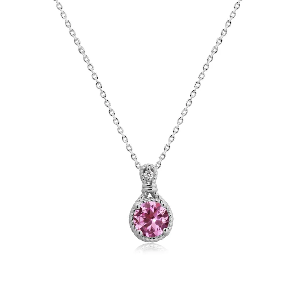 Rope Frame Pink Sapphire Necklace - Image 8