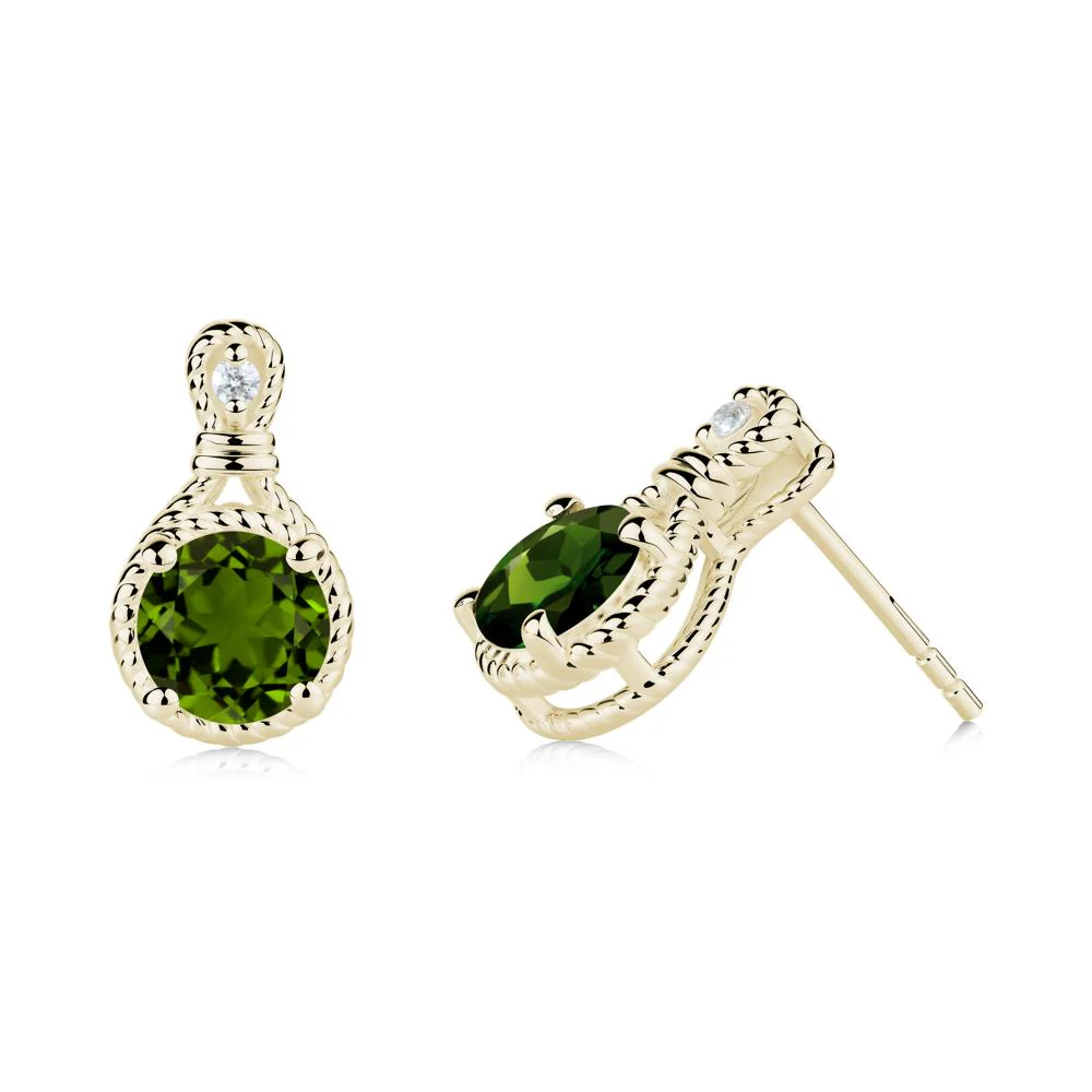 Rope Twist Halo Diopside Stud Earrings - Image 3