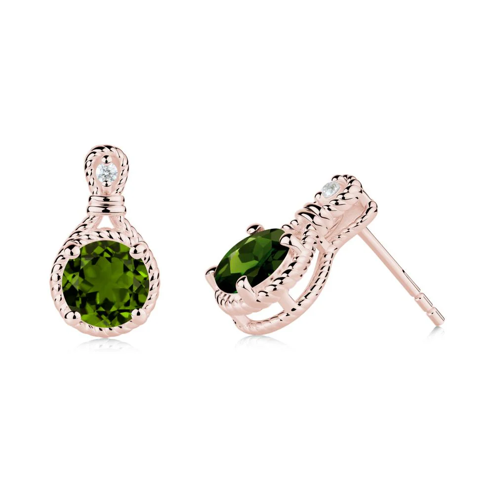 Rope Twist Halo Diopside Stud Earrings - Image 4