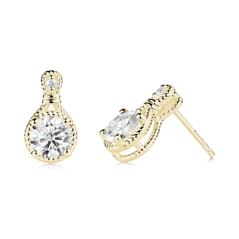 Rope Twist Halo Moissanite Stud Earrings - Image 3