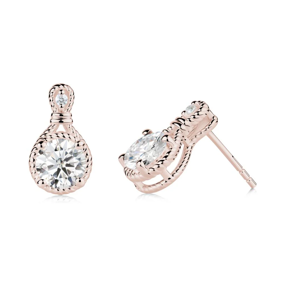 Rope Twist Halo Moissanite Stud Earrings - Image 6