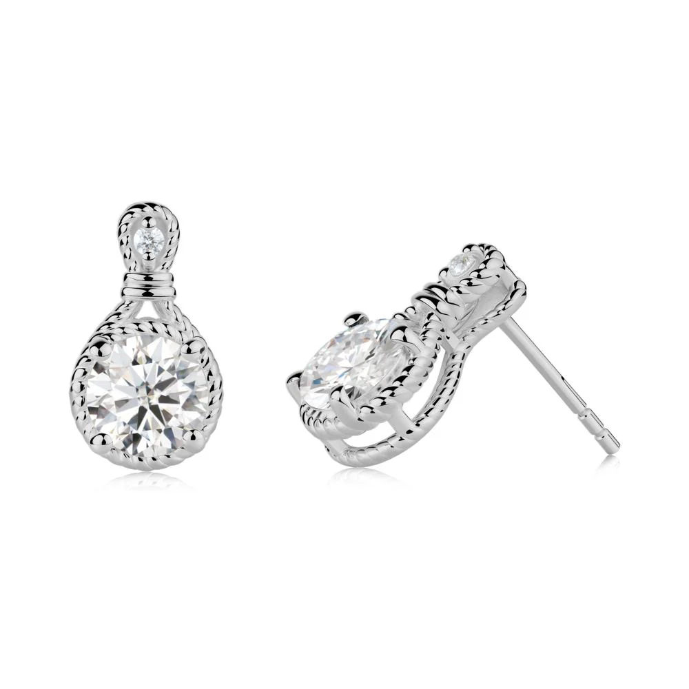 Rope Twist Halo Moissanite Stud Earrings - Image 8