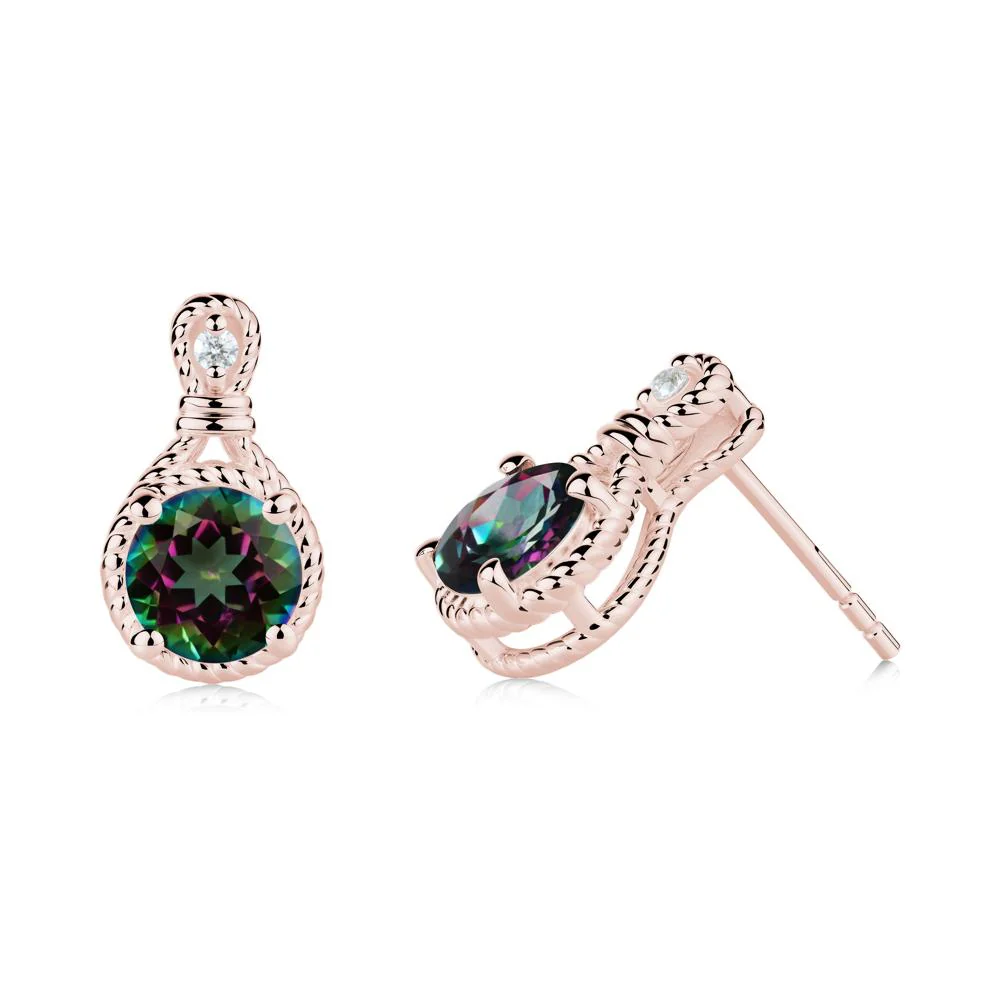 Rope Twist Halo Mystic Topaz Stud Earrings - Image 2