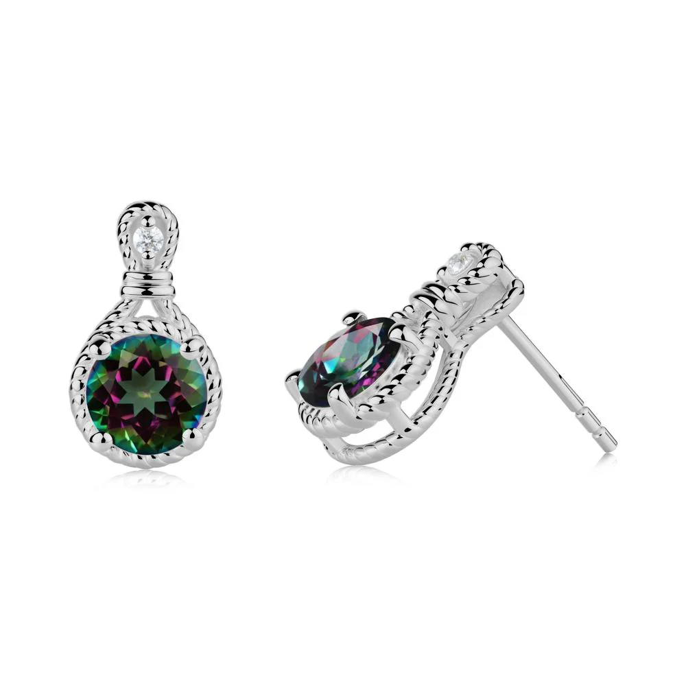 Rope Twist Halo Mystic Topaz Stud Earrings - Image 3