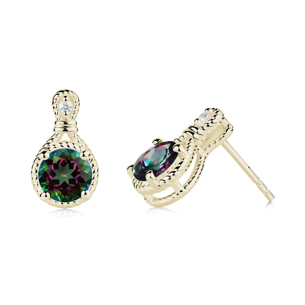 Rope Twist Halo Mystic Topaz Stud Earrings - Image 6