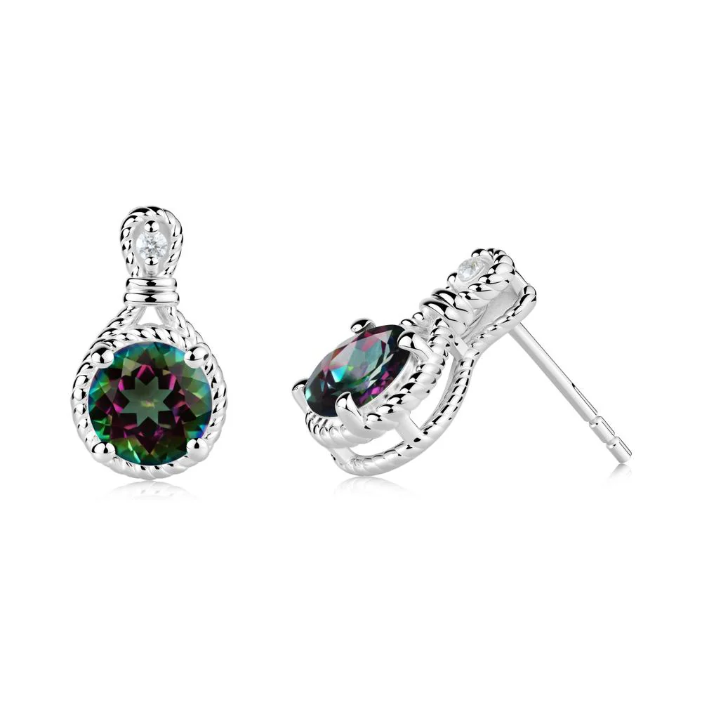 Rope Twist Halo Mystic Topaz Stud Earrings - Image 8