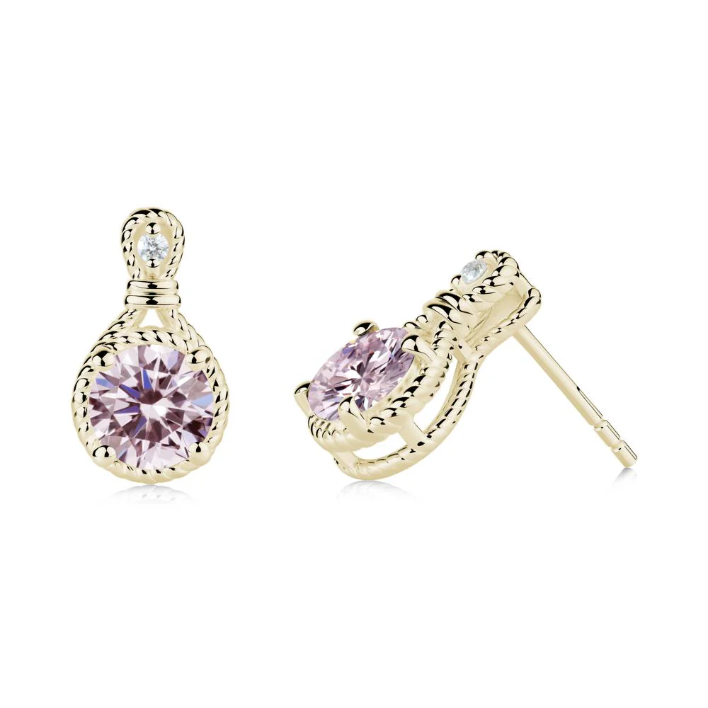 Rope Twist Halo Pink Cubic Zirconia Stud Earrings - Image 4