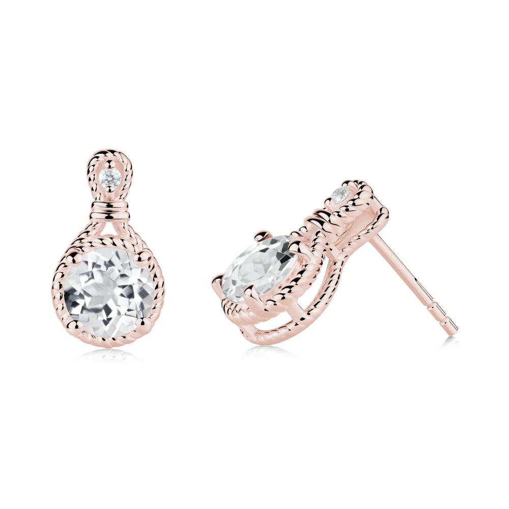 Rope Twist Halo White Topaz Stud Earrings - Image 4