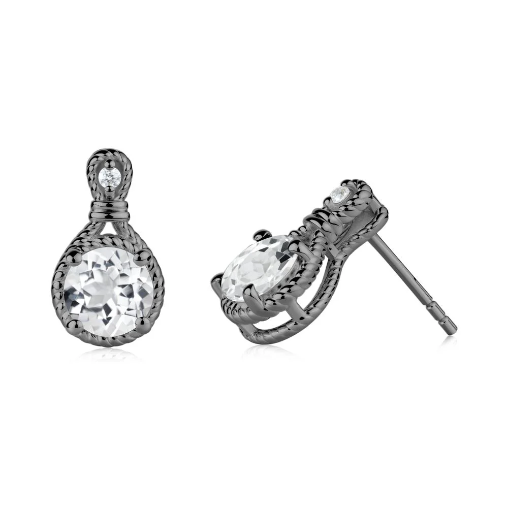 Rope Twist Halo White Topaz Stud Earrings - Image 8