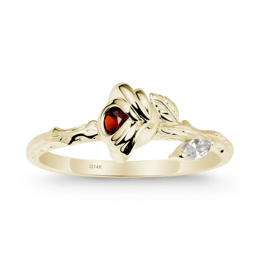 Rose Garnet Ring with Woodgrain Textured