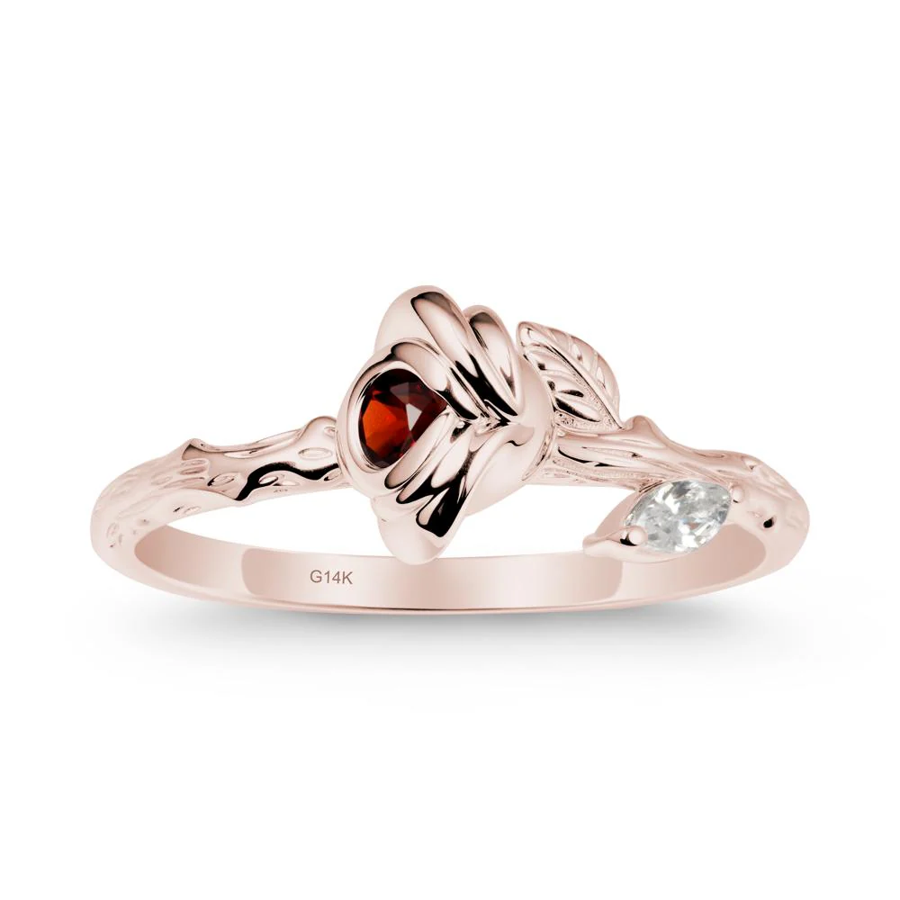 Rose Garnet Ring with Woodgrain Textured - Image 2