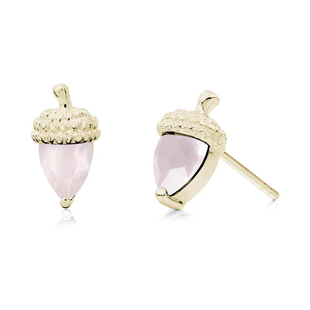 Rose Quartz Acorn Earrings - Image 4