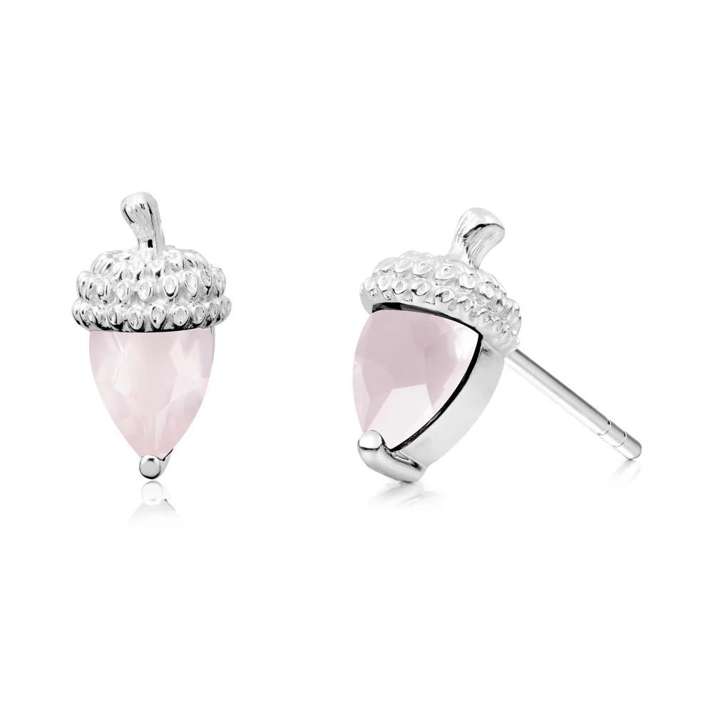 Rose Quartz Acorn Earrings - Image 6