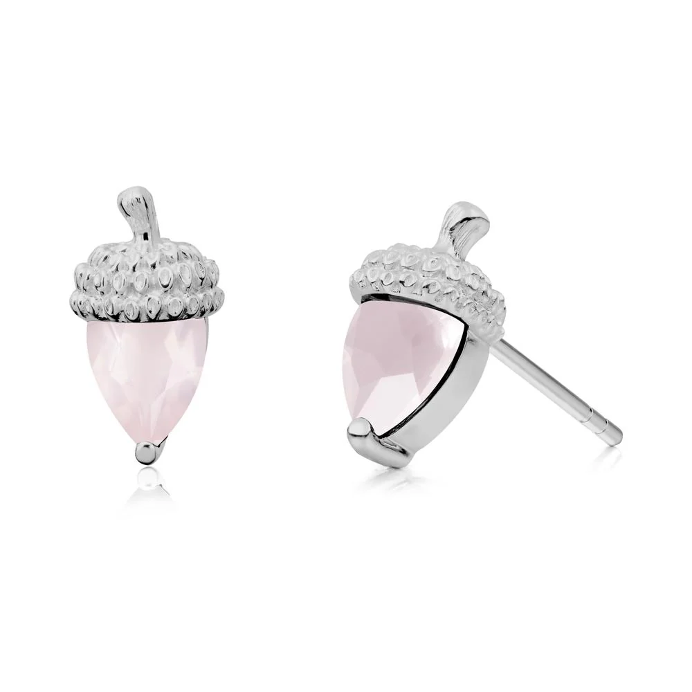 Rose Quartz Acorn Earrings - Image 8
