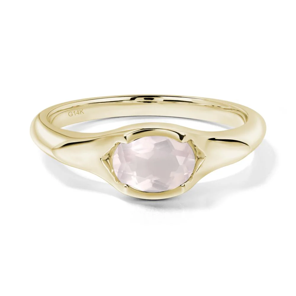Rose Quartz Bezel Set Oval Engagement Ring