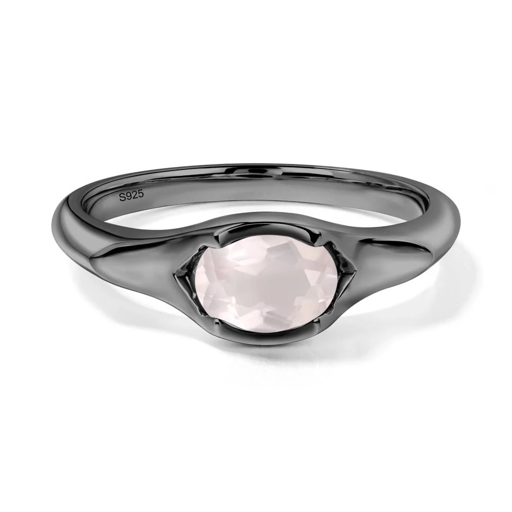 Rose Quartz Bezel Set Oval Engagement Ring - Image 2