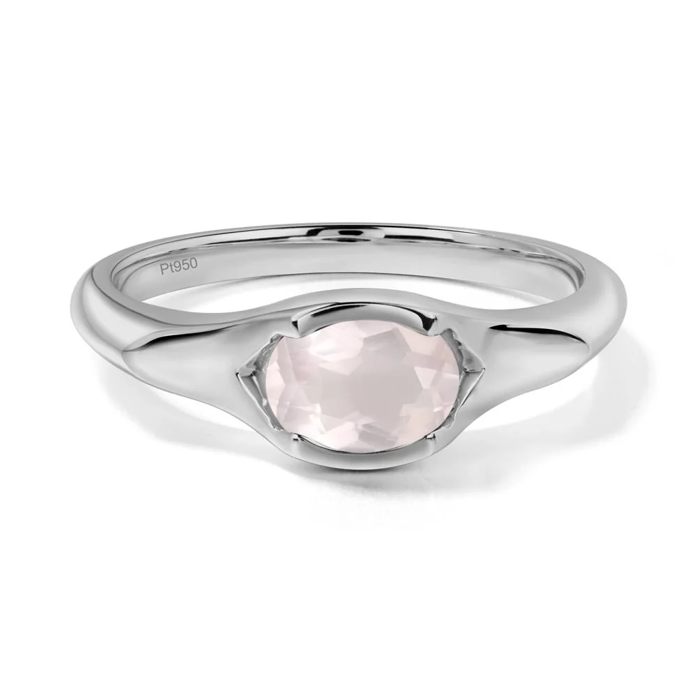 Rose Quartz Bezel Set Oval Engagement Ring - Image 3
