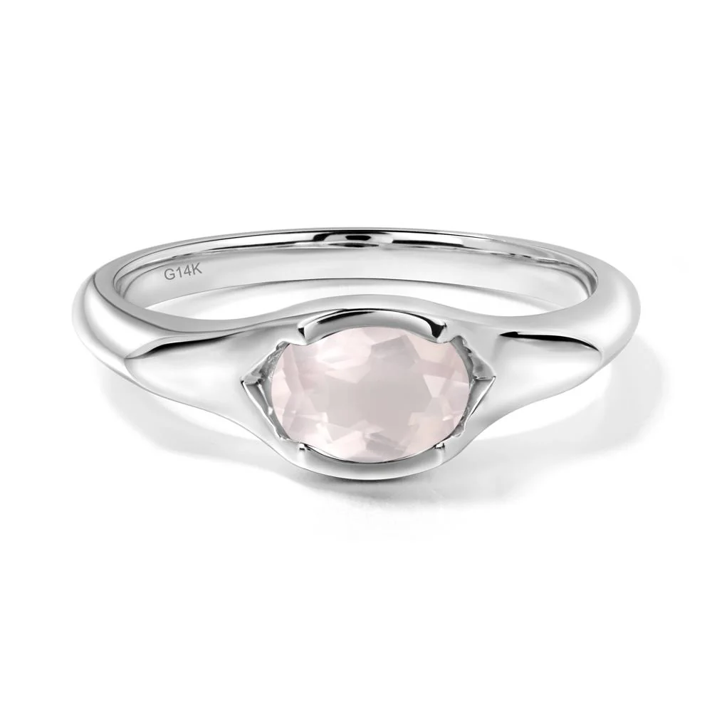Rose Quartz Bezel Set Oval Engagement Ring - Image 4
