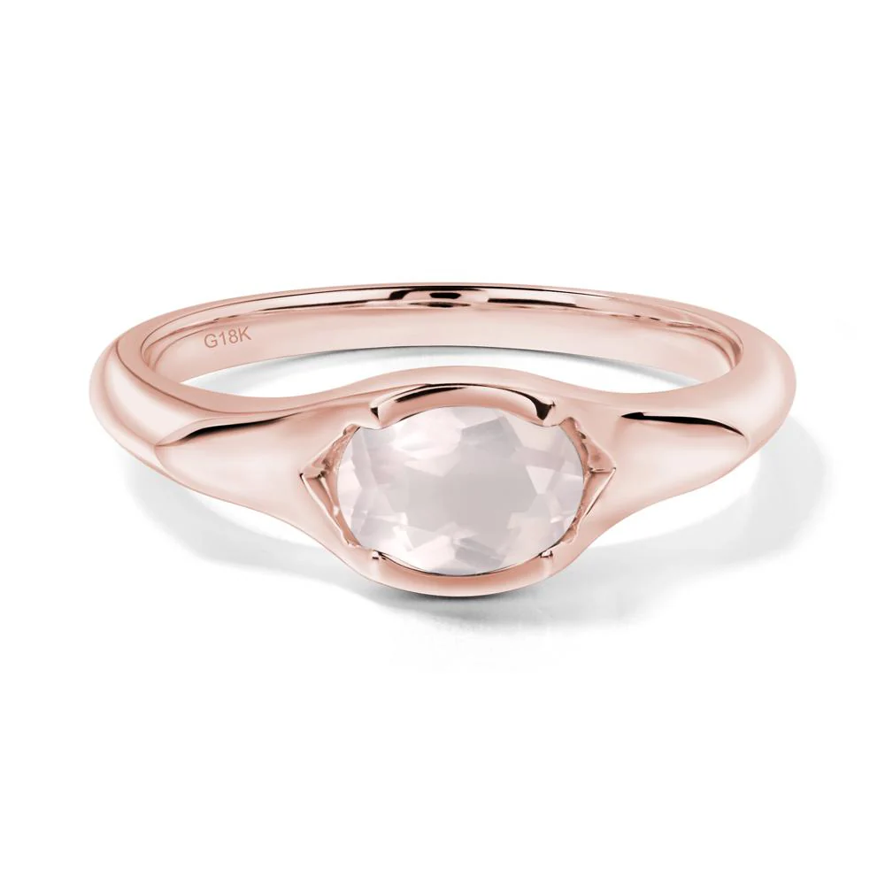 Rose Quartz Bezel Set Oval Engagement Ring - Image 5