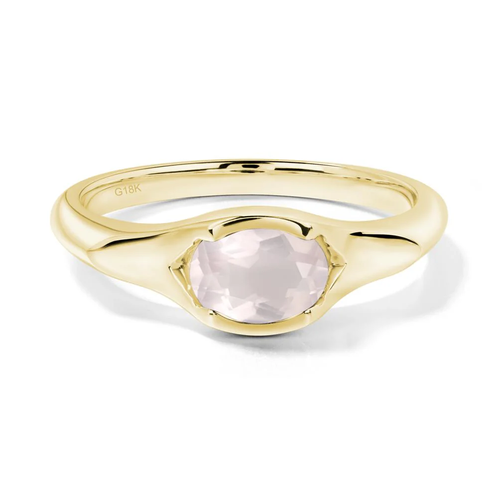 Rose Quartz Bezel Set Oval Engagement Ring - Image 7