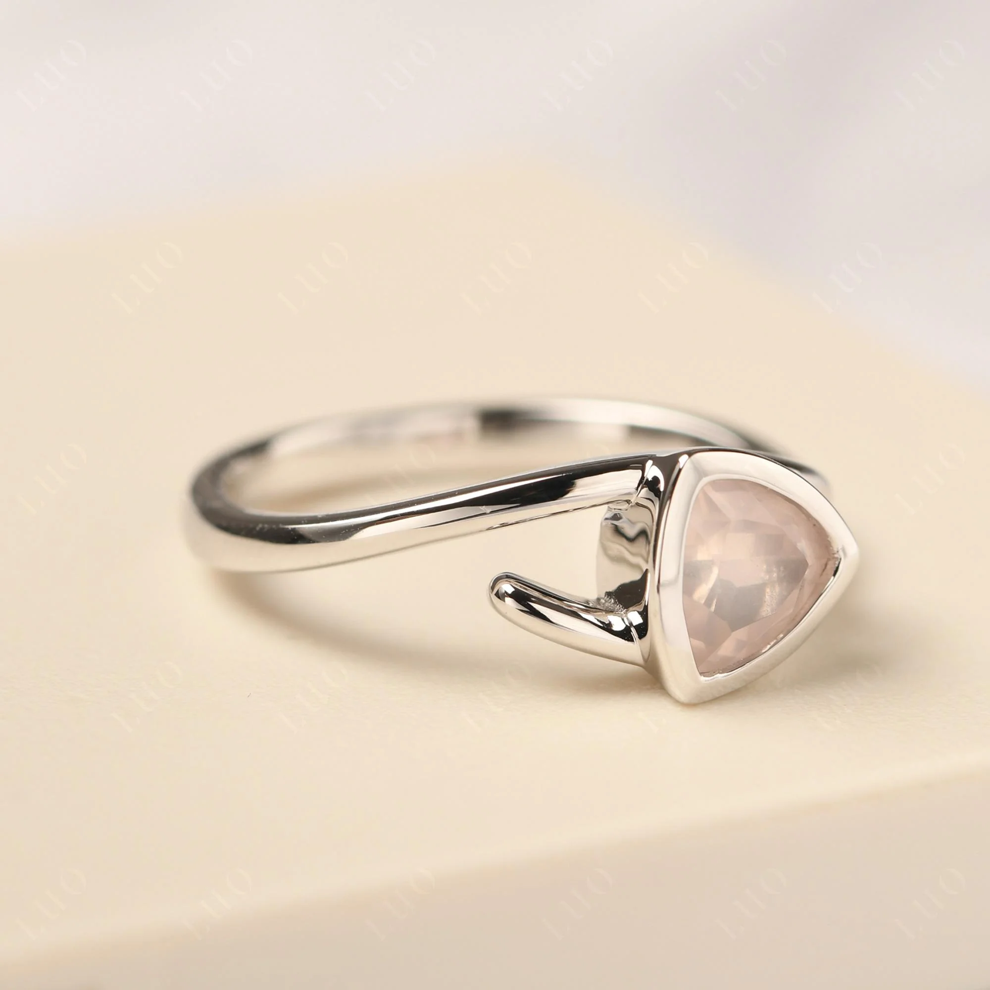 Bezel Set Rose Quartz Ring - Image 11