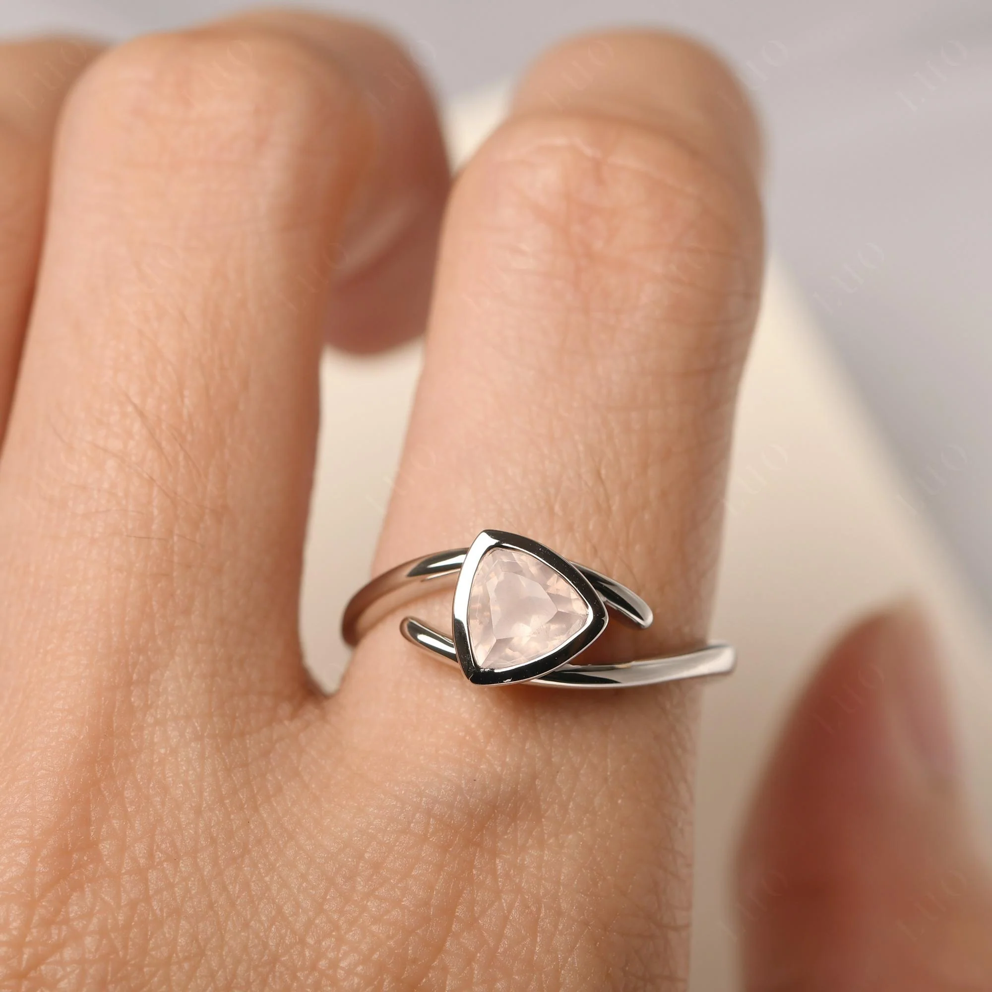 Bezel Set Rose Quartz Ring - Image 14