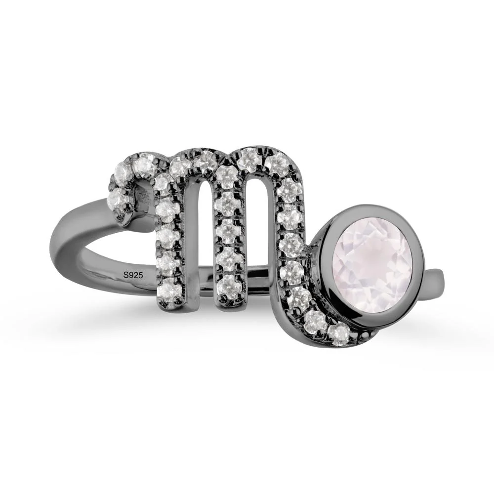 Rose Quartz Bypass Scorpio Zodiac Ring-Resourceful & Brave