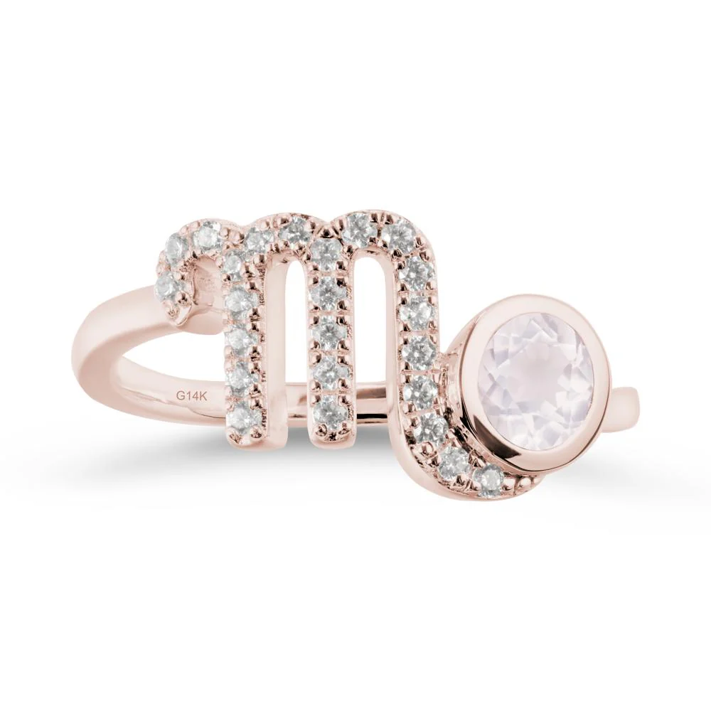 Rose Quartz Bypass Scorpio Zodiac Ring-Resourceful & Brave - Image 2
