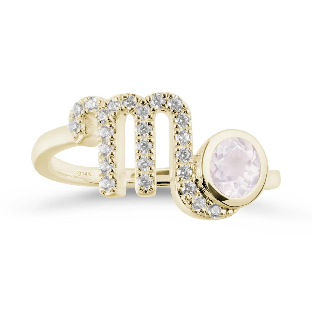 Rose Quartz Bypass Scorpio Zodiac Ring-Resourceful & Brave - Image 4