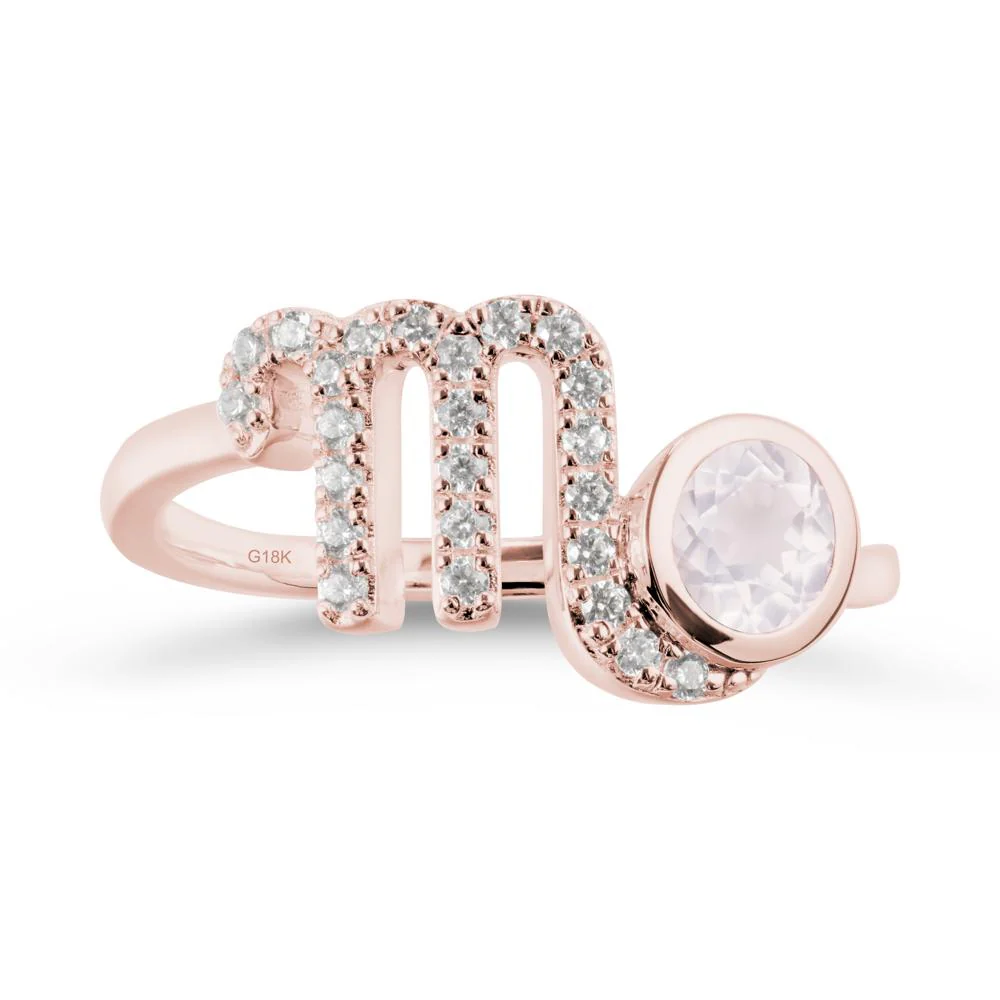 Rose Quartz Bypass Scorpio Zodiac Ring-Resourceful & Brave - Image 5