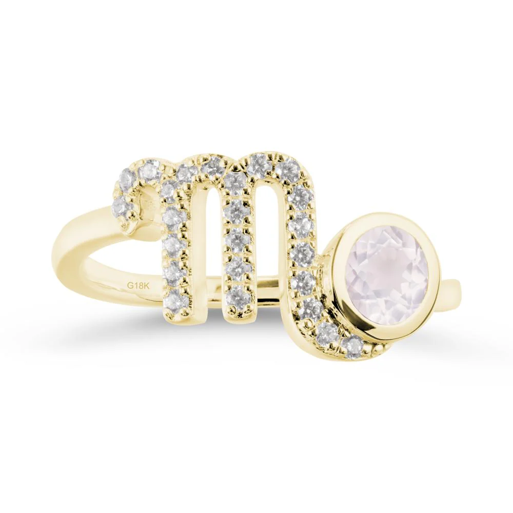 Rose Quartz Bypass Scorpio Zodiac Ring-Resourceful & Brave - Image 7
