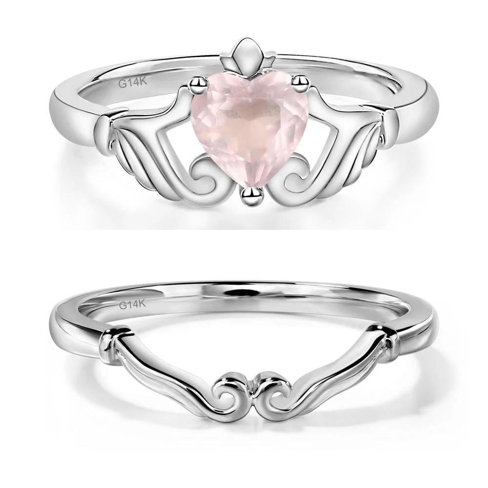 Heart Shaped Rose Quartz Claddagh Ring - Image 13