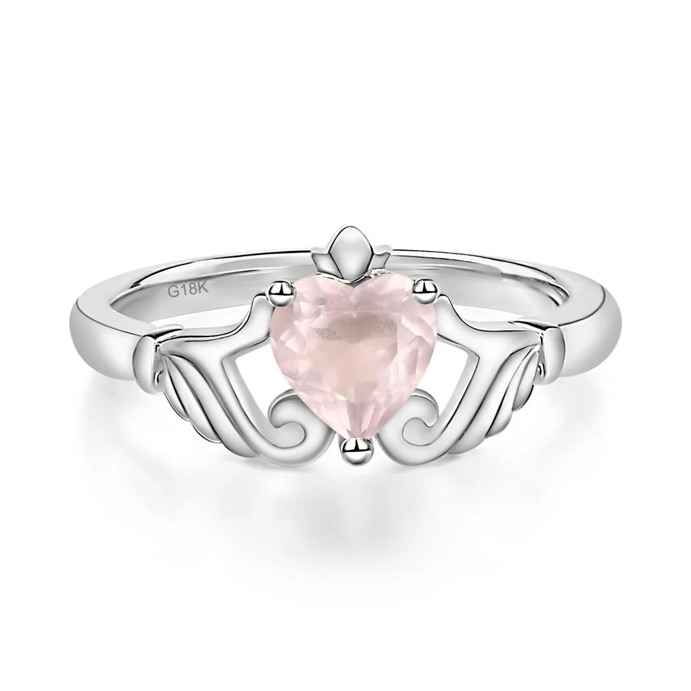 Heart Shaped Rose Quartz Claddagh Ring - Image 6