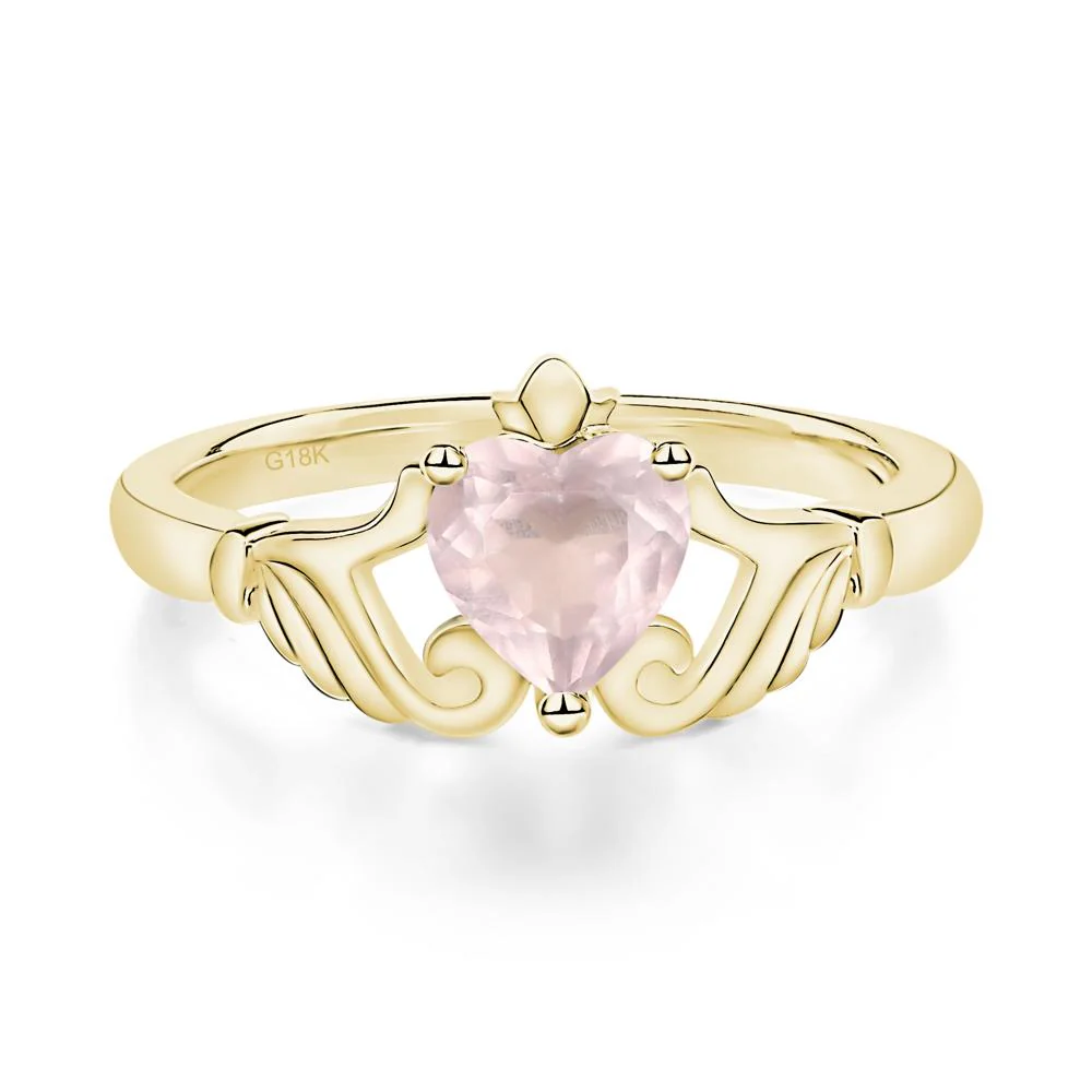 Heart Shaped Rose Quartz Claddagh Ring - Image 7