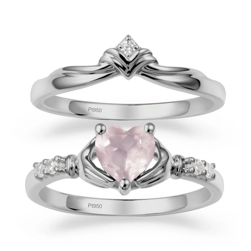 Rose Quartz Claddagh Wedding Ring Sets - Image 8