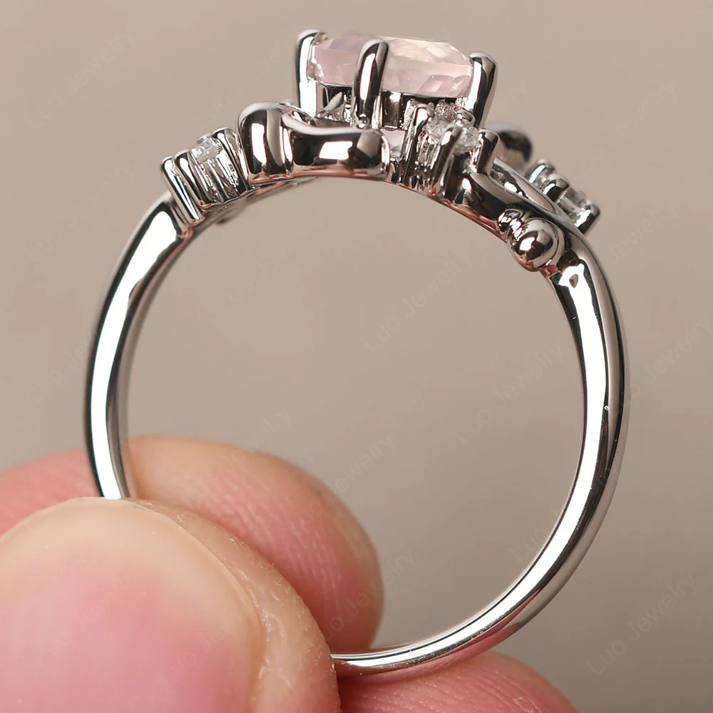 Rose Quartz Intricate Engagement Ring - Image 4