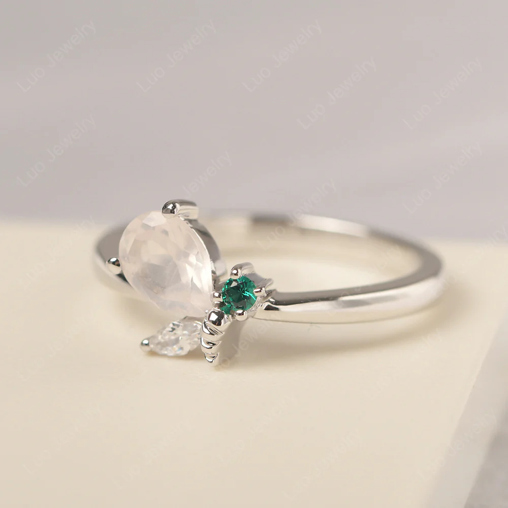 Rose Quartz Bee Engagement Ring - Image 2