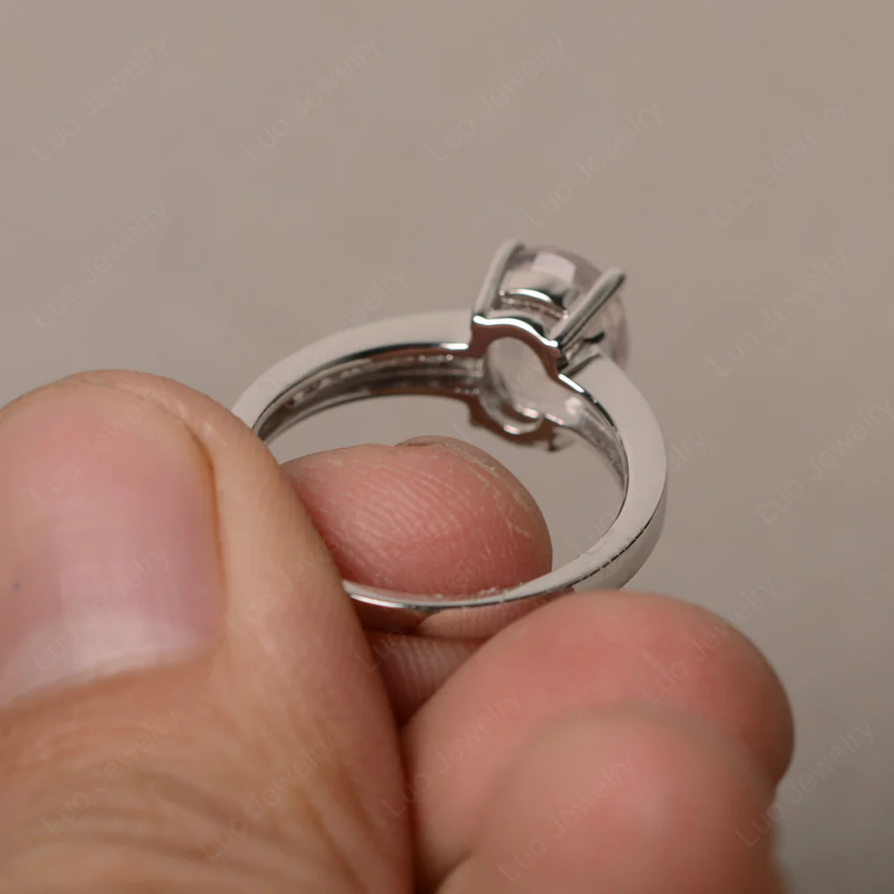 Classic Oval Rose Quartz Engagement Ring - Image 3
