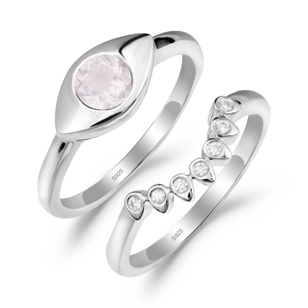 Rose Quartz Evil Eye Ring Set - Image 5