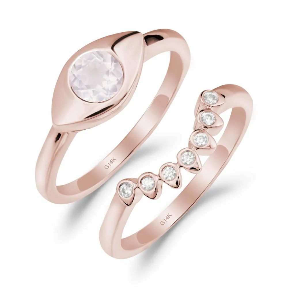 Rose Quartz Evil Eye Ring Set - Image 8