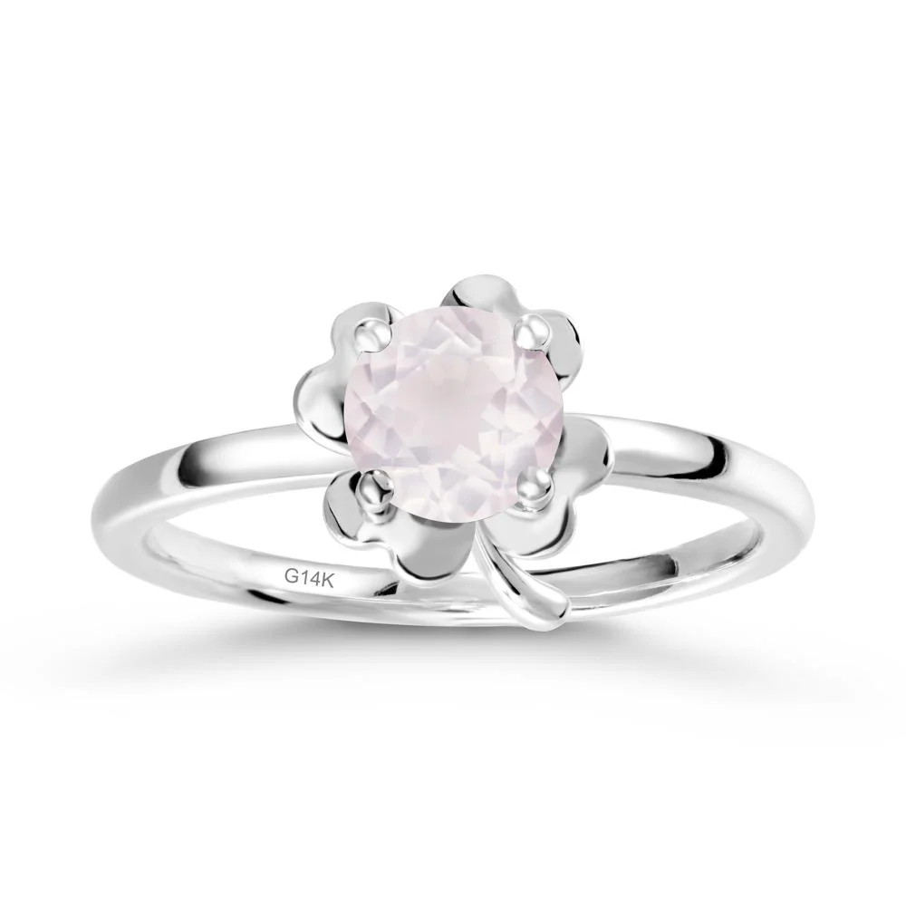 Rose Quartz Four Leaf Clover Creative Ring - Image 3