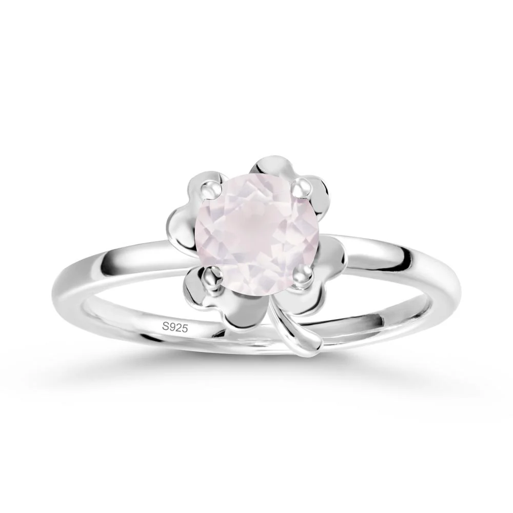 Rose Quartz Four Leaf Clover Creative Ring - Image 9