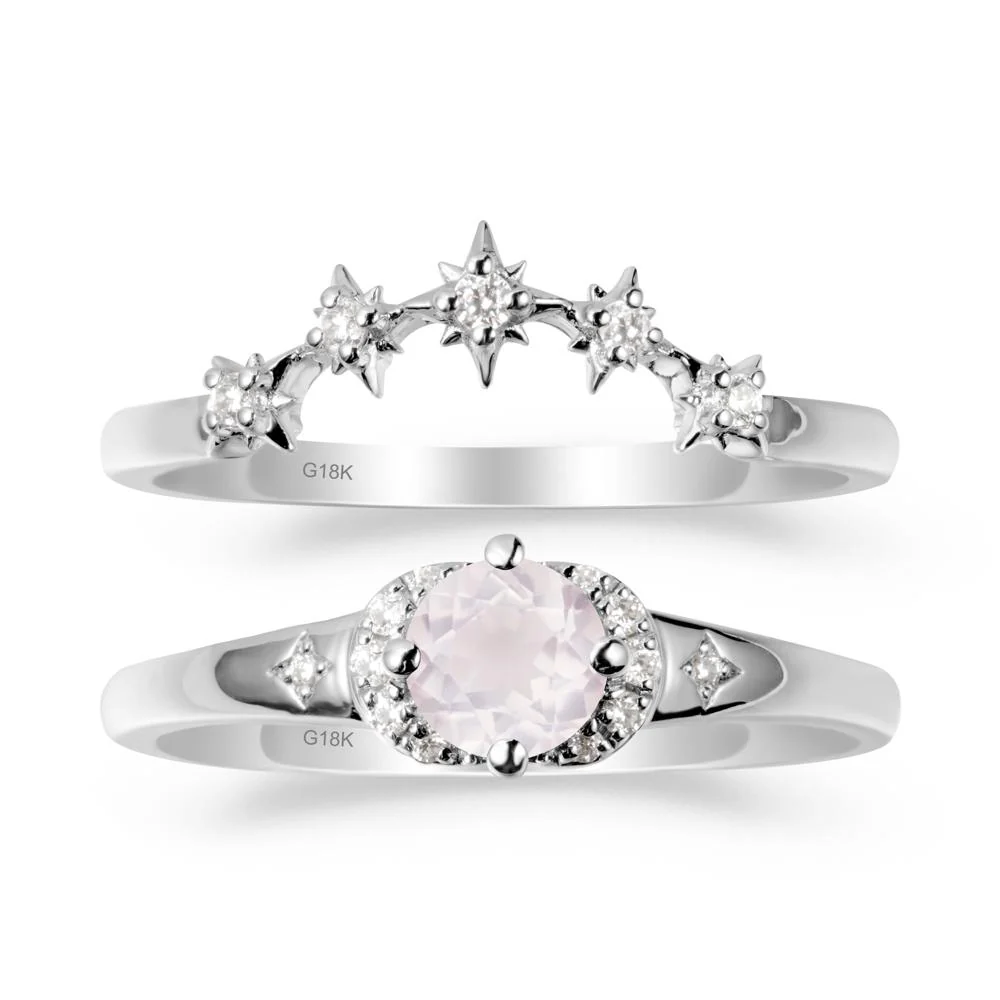 Rose Quartz Halo and Star Crown Ring Set - Image 5