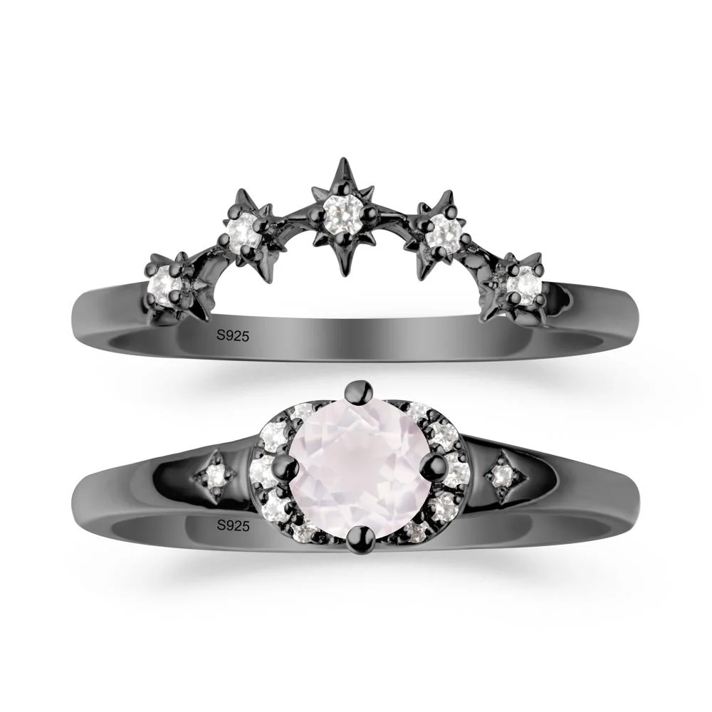 Rose Quartz Halo and Star Crown Ring Set - Image 7