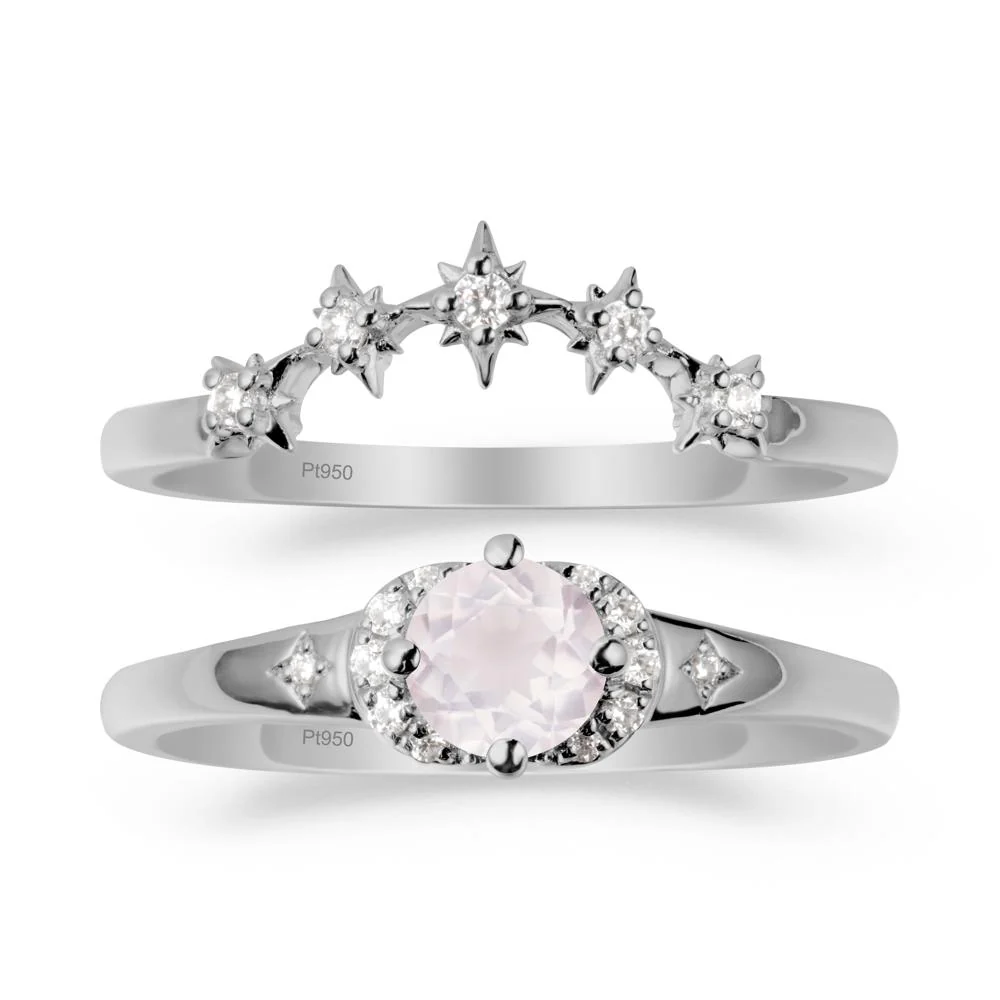 Rose Quartz Halo and Star Crown Ring Set - Image 8