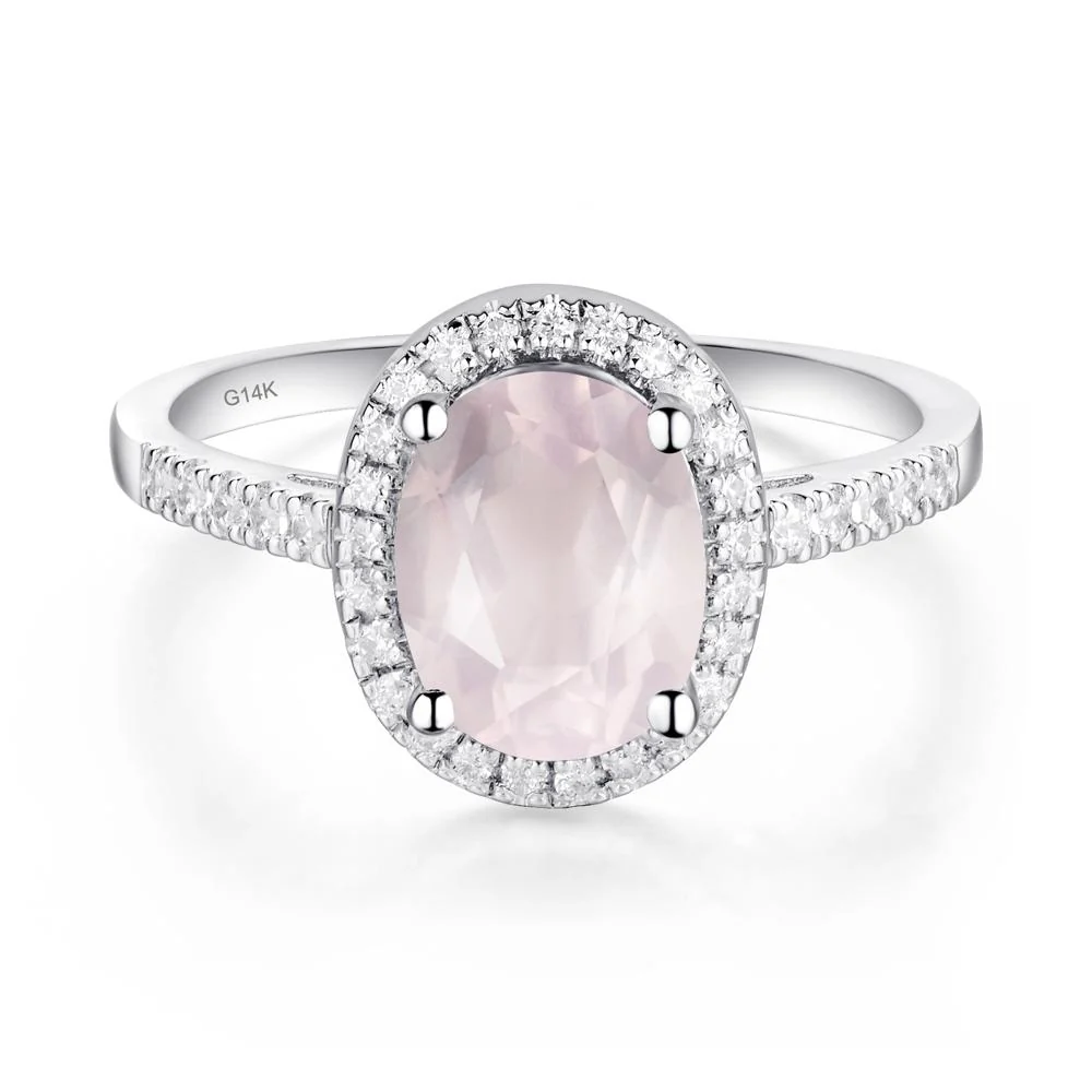 Oval Rose Quartz Halo Ring - Image 2