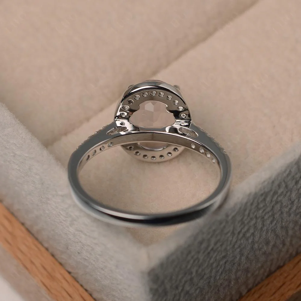 Oval Rose Quartz Halo Ring - Image 31