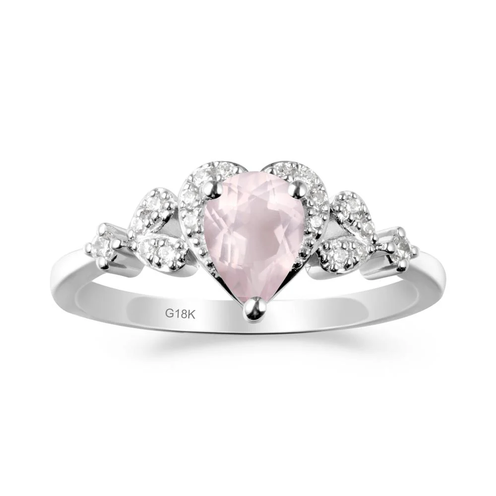 Rose Quartz Heart Ring with Leaf Accents - Image 3
