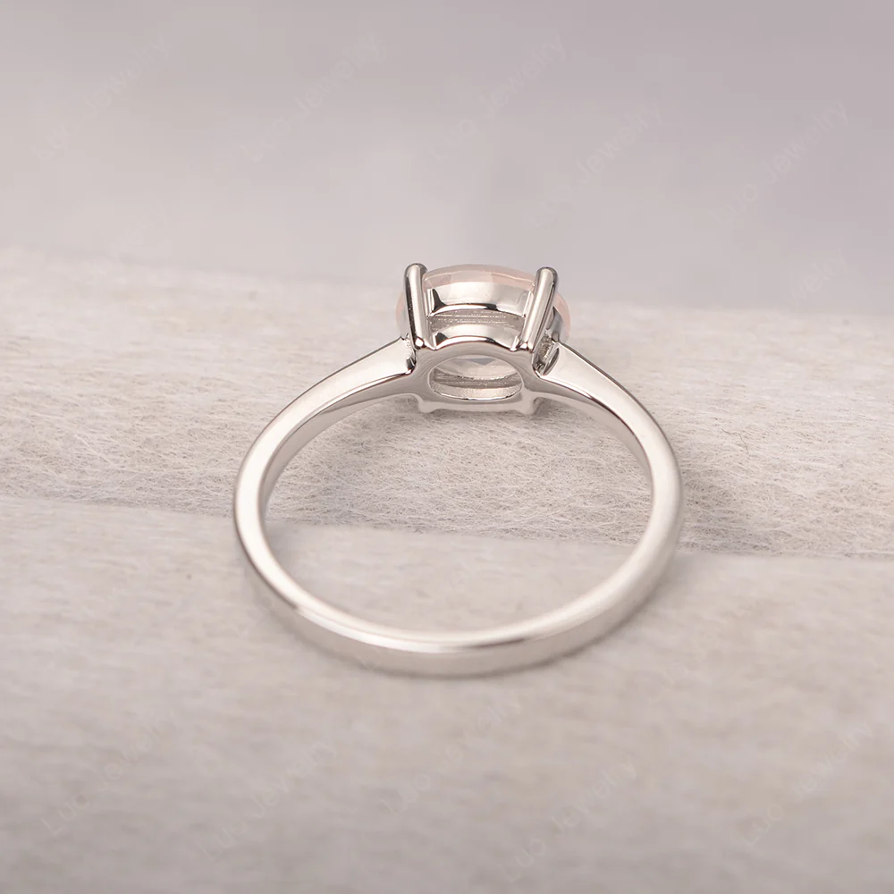 Rose Quartz Oval Solitaire Engagement Ring - Image 3