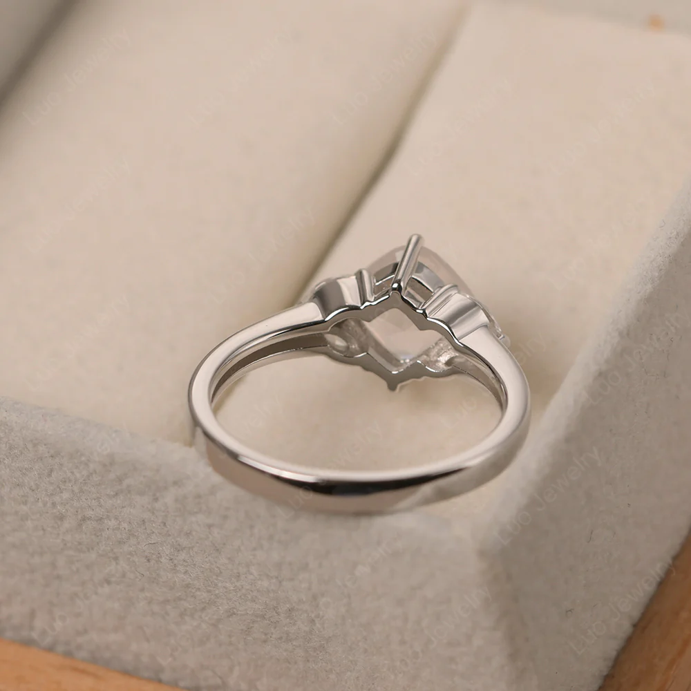 Rose Quartz Kite Set Cushion Engagement Ring - Image 3